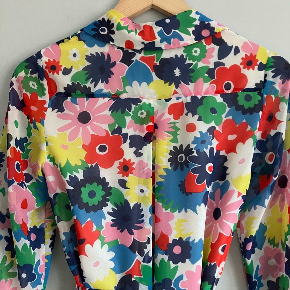 BODEN Abigail Midi Shirt Colorful Floral Retro Print Dress Size 4P - Picture 10 of 16